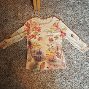 Fall Themed Quarter Sleeve Top Gems GreatCondition